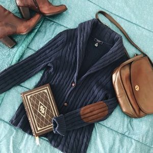 Chaps cotton roll-neck cardigan